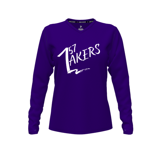 [FTLVCFPP-FYXS-LOGO1] Decker Comfort T-Shirt (Female Youth XS, Purple, V Neck, Logo 1, Long Sleeve)