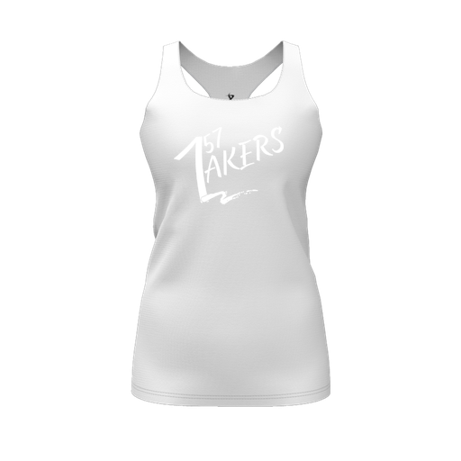 [CUS-DFW-RCBK-PER-WHT-FYS-LOGO1] Racerback Tank Top (Female Youth S, White, Logo 1)