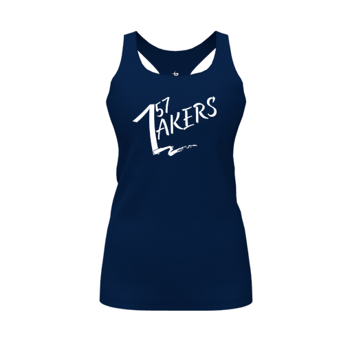 [CUS-DFW-RCBK-PER-NVY-FYS-LOGO1] Racerback Tank Top (Female Youth S, Navy, Logo 1)