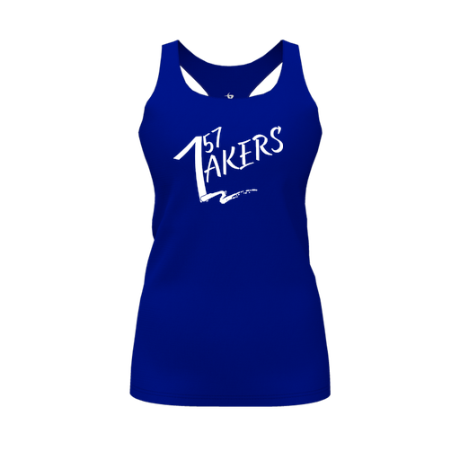 [CUS-DFW-RCBK-PER-RYL-FYS-LOGO1] Racerback Tank Top (Female Youth S, Royal, Logo 1)