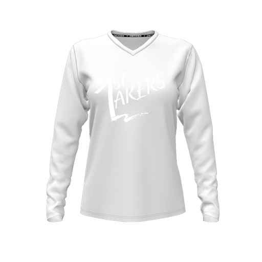 [FTLVPTWH-FYXS-LOGO1] Decker Performance T-Shirt (Female Youth XS, White, V Neck, Logo 1, Long Sleeve)