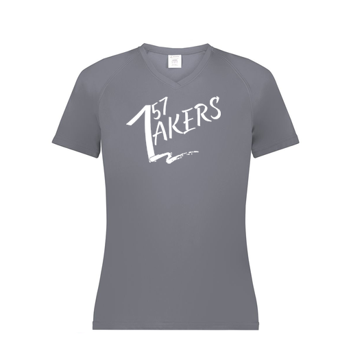 [2792.059.XS-LOGO1] Ladies Smooth Sport V-Neck T-Shirt (Female Adult XS, Gray)