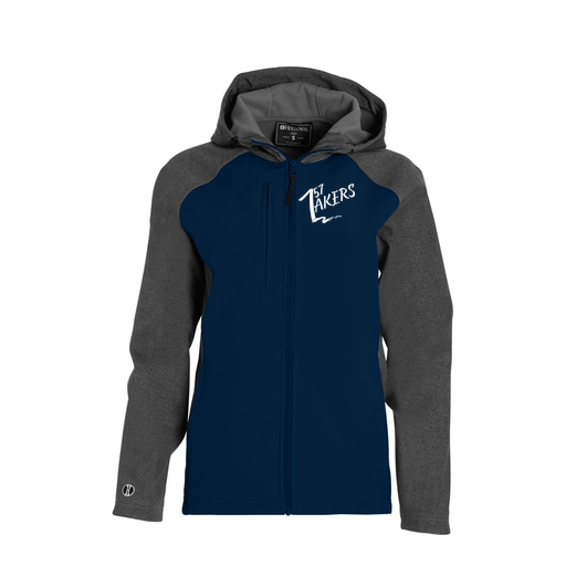 [229357.H03.XS-LOGO1] Soft Shell Full Zip Jacket - Womens (Female Adult XS, Navy)