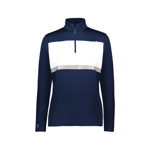 [222791.301.XS-LOGO1] Ladies Bold 1/4 Zip Pullover (Female Adult XS, Navy)