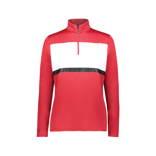 [222791.408.XS-LOGO1] Ladies Bold 1/4 Zip Pullover (Female Adult XS, Red)