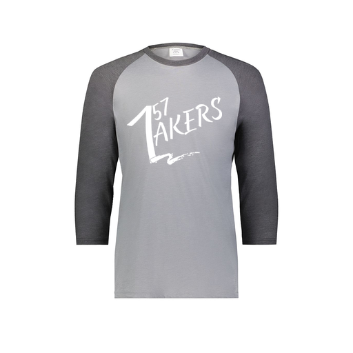[6879.30V.S-LOGO1] Men's Vintage 3/4 Sleeve T-Shirt (Adult S, Gray)
