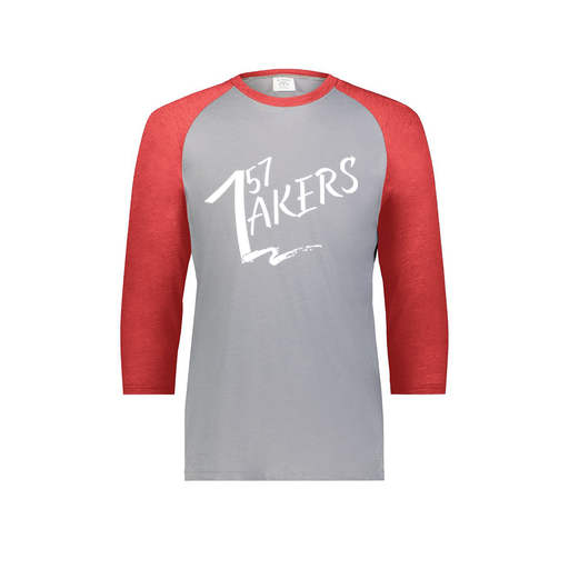 [6879.27V.S-LOGO1] Men's Vintage 3/4 Sleeve T-Shirt (Adult S, Red)