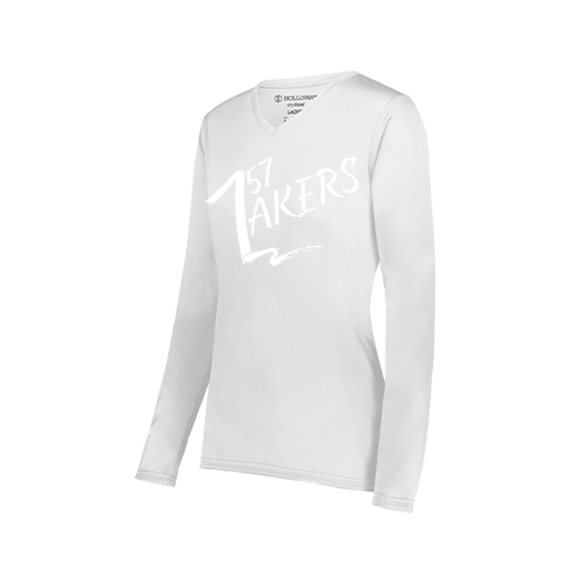 [222824.005.S-LOGO1] Ladies LS Smooth Sport Shirt (Female Adult S, White)