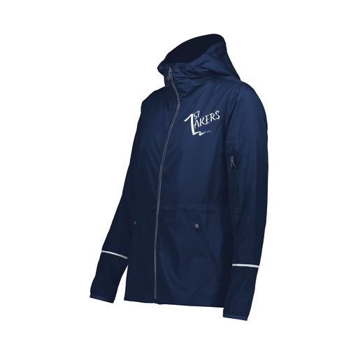 [229782.065.XS-LOGO1] Ladies Packable Full Zip Jacket (Female Adult XS, Navy)